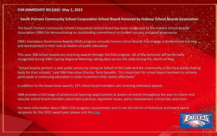 School Board Honored by Indiana School Boards Association